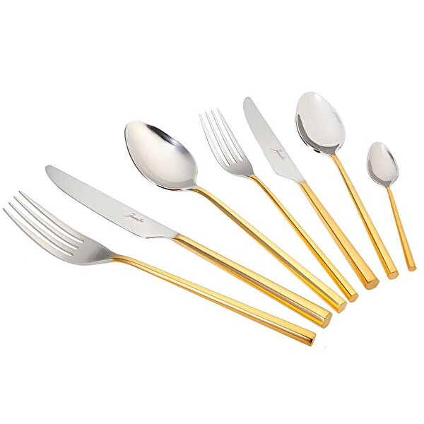 Jumbo 1001 Altın Detaylı Çatal Kaşık Ve Bıçak Takımı - 84 Parça 12 Kişilik