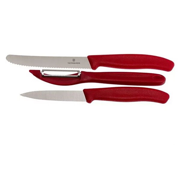 Victorinox 6.7111.33C1 Swiss Classic 3'lü Bıçak ve Soyacak Set Kırmızı