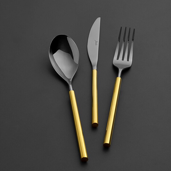 Jumbo 6000 Roller 84 Parça 12 Kişilik Çatal Kaşık Bıçak Takımı Altın