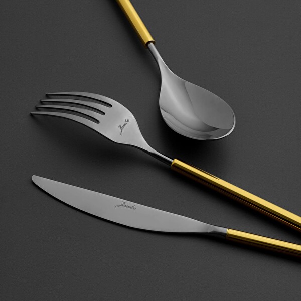 Jumbo 6000 Roller 84 Parça 12 Kişilik Çatal Kaşık Bıçak Takımı Altın