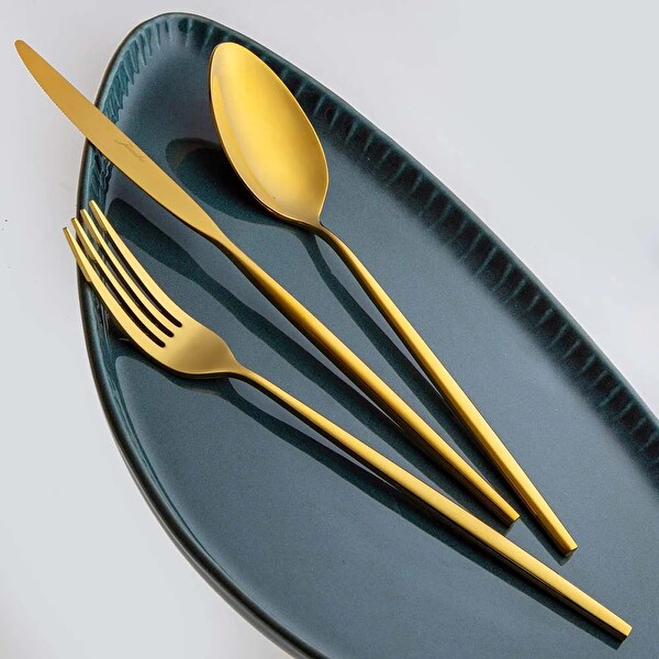 Jumbo 5900 Infinity Titanyum Gold 84 Parça 12 Kişilik Çatal Kaşık Bıçak Seti