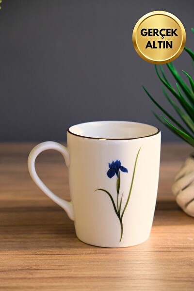 Tabak Evi Porselen Natura İris Kulplu Mug Kupa 9 CM 220 ML - 1 Adet