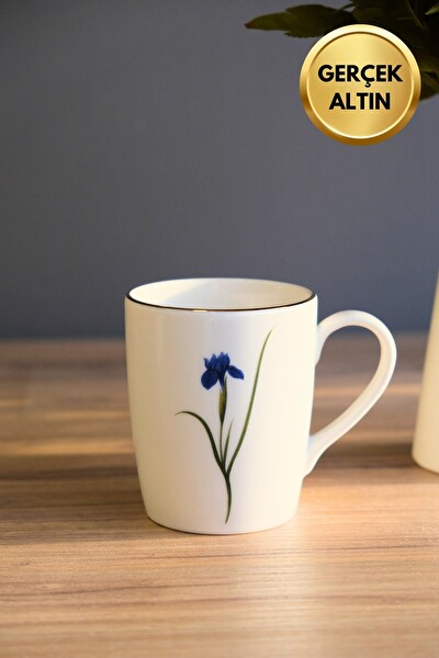 Tabak Evi Porselen Natura İris Kulplu Mug Kupa 9 CM 220 ML - 1 Adet