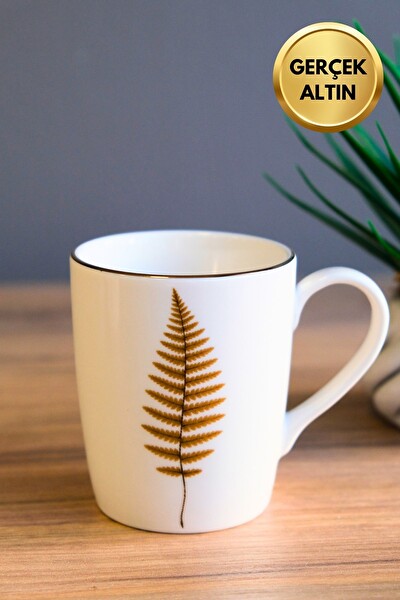 Tabak Evi Porselen Natura Fern Kulplu Mug Kupa 9 CM 220 ML - 1 Adet