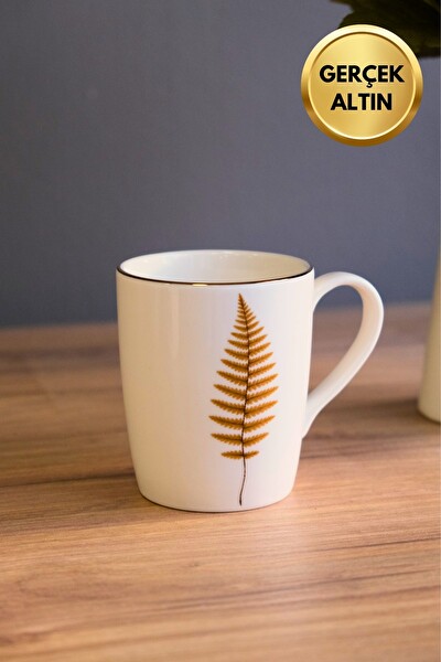 Tabak Evi Porselen Natura Fern Kulplu Mug Kupa 9 CM 220 ML - 1 Adet