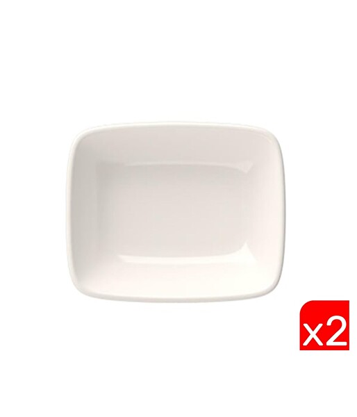 Tabak Evi Porselen Quadro 14X9.8 CM 2'li Dikdörtgen Kayık Tabak