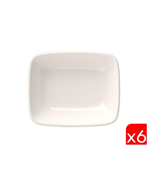 Tabak Evi Porselen Quadro Dikdörtgen Kayık Servis Tabagı 14 x 9.8 CM - 6 Parça