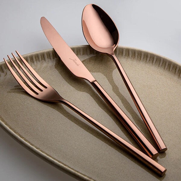 Jumbo 500.01.01.6701 1001 84 Parça 12 Kişilik Titanyum Bronz Çatal Kaşık Bıçak Seti