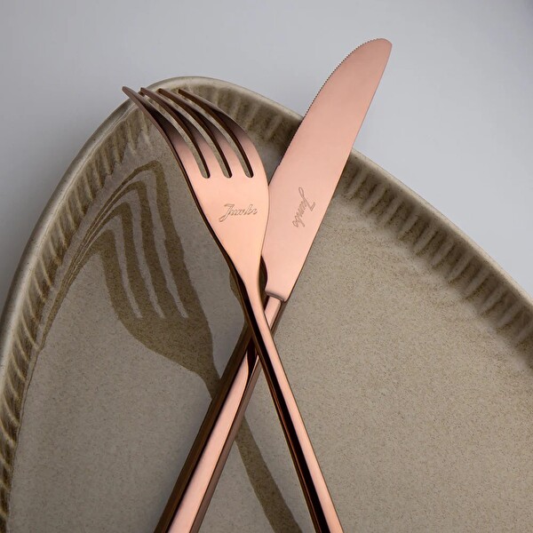 Jumbo 500.01.01.6701 1001 84 Parça 12 Kişilik Titanyum Bronz Çatal Kaşık Bıçak Seti