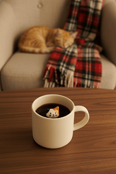 Mithra Life MIT1270 Kedi Figürlü 250 ML Seramik Kupa Bardak