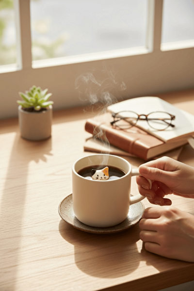 Mithra Life MIT1270 Kedi Figürlü 250 ML Seramik Kupa Bardak