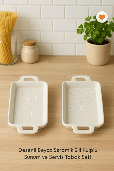 Mithra Life 2'li Kulplu Seramik Beyaz Sosluk Meze Çerez Meyve Sunum Tabağı Kahvaltı Seti MIT1272