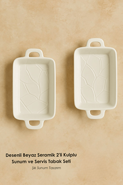 Mithra Life 2'li Kulplu Seramik Beyaz Sosluk Meze Çerez Meyve Sunum Tabağı Kahvaltı Seti MIT1272