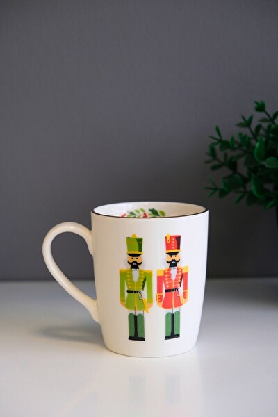 Tabak Evi Porselen Altın Yaldızlı Kurşun Asker Kulplu Mug Kupa Bardak 9 CM - 220 ML - 1 Parça