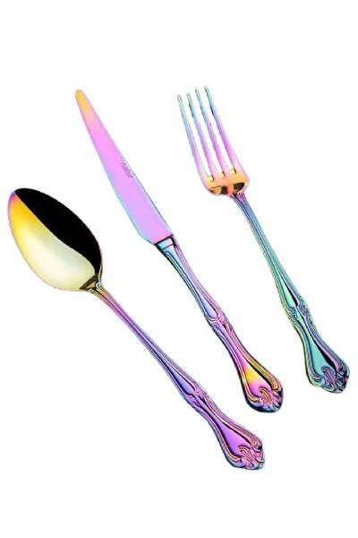 Nehir Lalezar Gök Mavisi Sade Kutulu Çatal Kaşık Bıçak Takım 12 Kişilik - 84 Parça