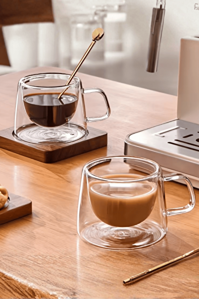 Mithra Life MIT1283 Çift Cidarlı Cam 120 ML Kahve Espresso Bardağı - 2 Parça