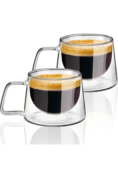Mithra Life MIT1283 Çift Cidarlı Cam 120 ML Kahve Espresso Bardağı - 2 Parça