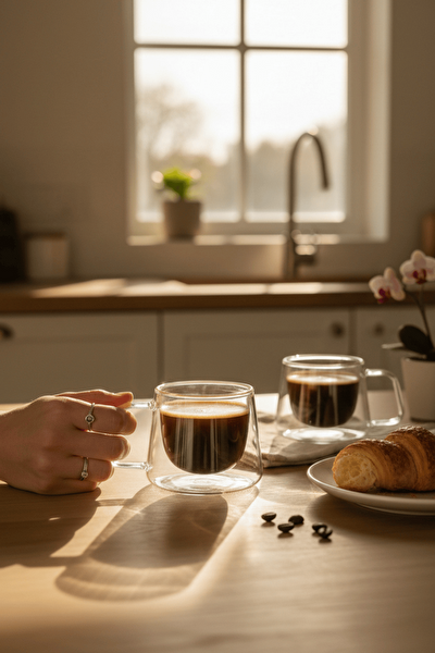 Mithra Life MIT1283 Çift Cidarlı Cam 120 ML Kahve Espresso Bardağı - 2 Parça