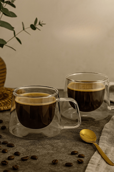 Mithra Life MIT1284 Çift Cidarlı Cam 120 ML Kahve Espresso Bardağı - 6 Parça