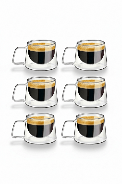 Mithra Life MIT1284 Çift Cidarlı Cam 120 ML Kahve Espresso Bardağı - 6 Parça