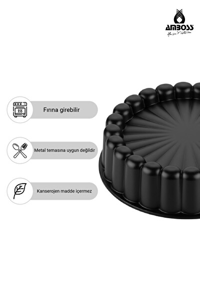 Amboss Ametist 26 CM Döküm Tart-Kek Kalıbı Siyah