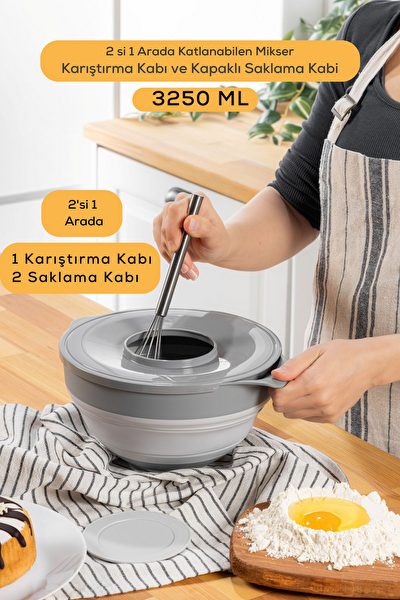 Mithra Life MIT1285 Katlanabilir Silikon Gri 3.25 LT Saklama Kabı