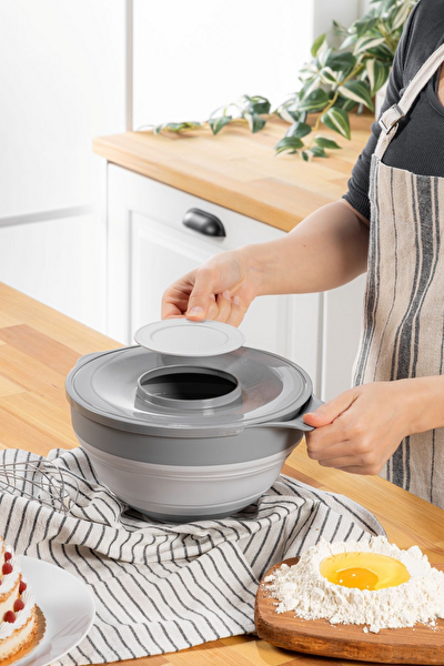 Mithra Life MIT1285 Katlanabilir Silikon Gri 3.25 LT Saklama Kabı