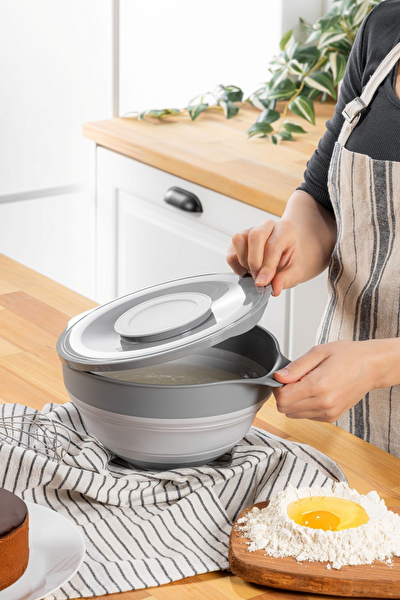 Mithra Life MIT1285 Katlanabilir Silikon Gri 3.25 LT Saklama Kabı