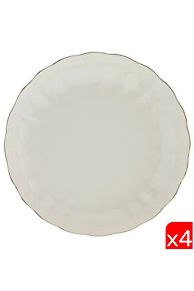Kütahya Porselen Bone Luz Altın File Çukur Tabak 20 CM - 4 Parça