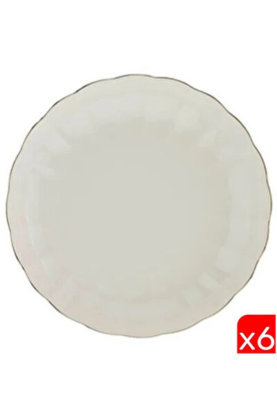 Kütahya Porselen Bone Luz Altın File Çukur Tabak 20 CM - 6 Parça