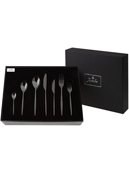 Jumbo Apollo 12 Kişilik 84 Parça Titanyum Siyah Çatal Kaşık Bıçak Takımı 5800