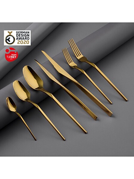 Jumbo Quartz Titanyum Gold 84 Parça 12 Kişilik Çatal Kaşık Bıçak Seti 5100