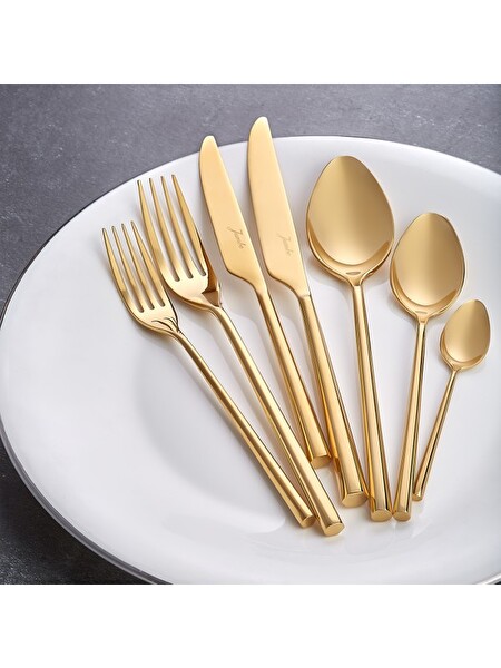 Jumbo 1001 Titanyum Gold 12 Kişilik 84 Parça Çatal Kaşık Bıçak Takımı
