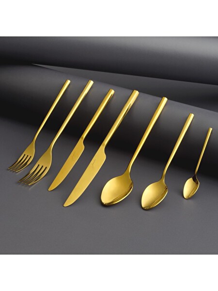 Jumbo 1001 Titanyum Gold 12 Kişilik 84 Parça Çatal Kaşık Bıçak Takımı