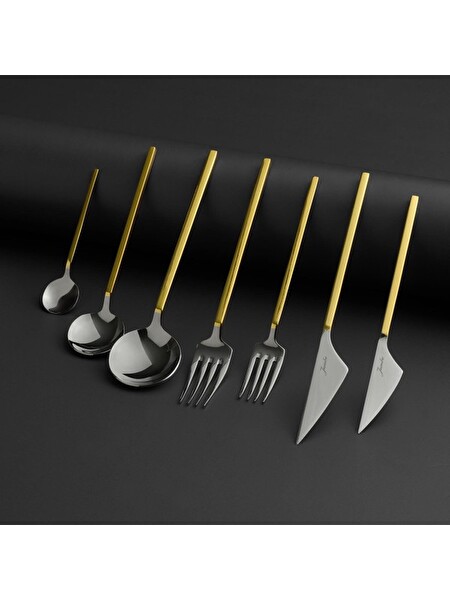 Jumbo 9100 12 Kişilik 84 Parça Altın Çatal Kaşık Bıçak Takımı