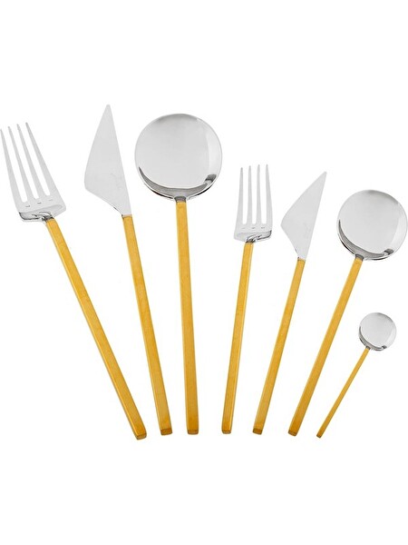 Jumbo 9100 12 Kişilik 84 Parça Altın Çatal Kaşık Bıçak Takımı