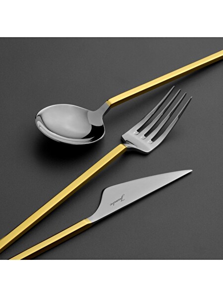 Jumbo 9100 12 Kişilik 84 Parça Altın Çatal Kaşık Bıçak Takımı