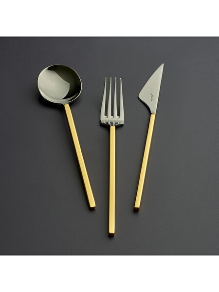 Jumbo 9100 12 Kişilik 84 Parça Altın Çatal Kaşık Bıçak Takımı