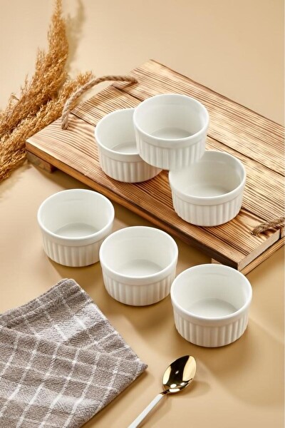 Cooker 6’lı 9 CM Porselen Çerez Sufle Kabı ve Sunum Kasesi CKR4036