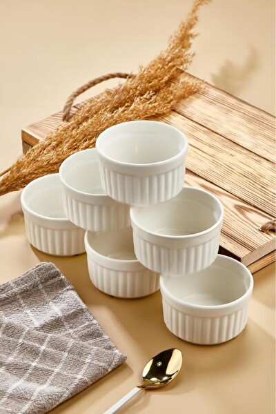 Cooker 6’lı 9 CM Porselen Çerez Sufle Kabı ve Sunum Kasesi CKR4036