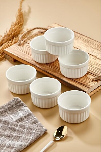 Cooker 6’lı 9 CM Porselen Çerez Sufle Kabı ve Sunum Kasesi CKR4036