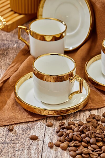 Cooker CKR3523 Gold Yaldızlı 6 Kişilik 220 ML Porselen Çay ve Kahve Fincan Takımı