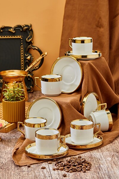 Cooker CKR3523 Gold Yaldızlı 6 Kişilik 220 ML Porselen Çay ve Kahve Fincan Takımı