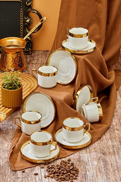 Cooker CKR3524 Gold Yaldızlı 6 Kişilik 100 ML Porselen Çay ve Kahve Fincan Takımı