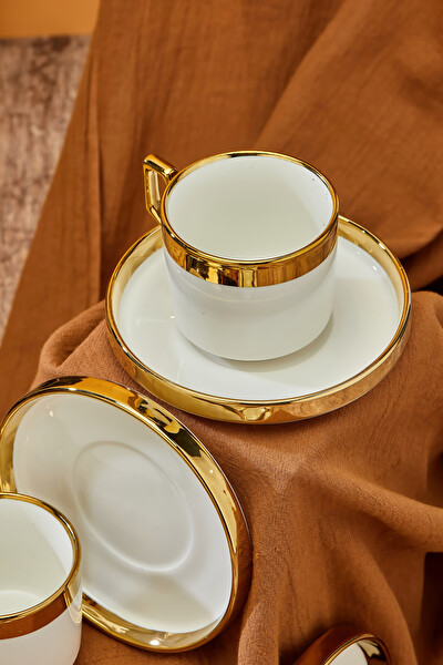 Cooker CKR3524 Gold Yaldızlı 6 Kişilik 100 ML Porselen Çay ve Kahve Fincan Takımı