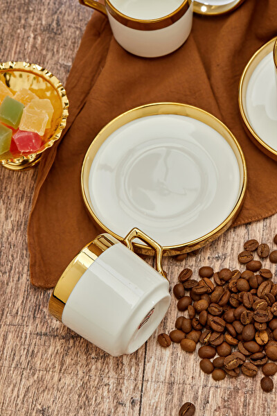 Cooker CKR3524 Gold Yaldızlı 6 Kişilik 100 ML Porselen Çay ve Kahve Fincan Takımı