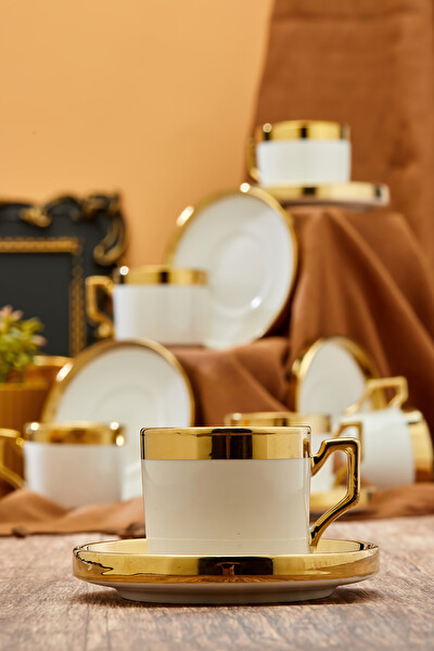 Cooker CKR3524 Gold Yaldızlı 6 Kişilik 100 ML Porselen Çay ve Kahve Fincan Takımı
