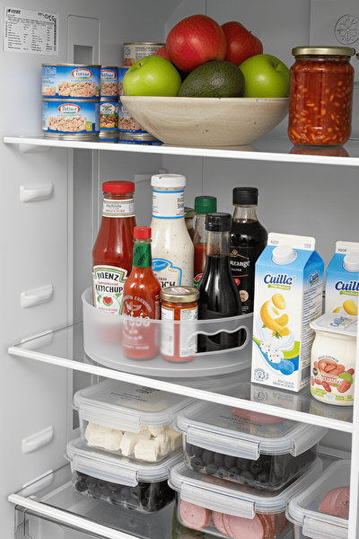 Mithra Life 360 Derece Döner Şeffaf Flu Banyo Mutfak Düzenleyici Organizer Toparlayıcı Tepsi MIT1287