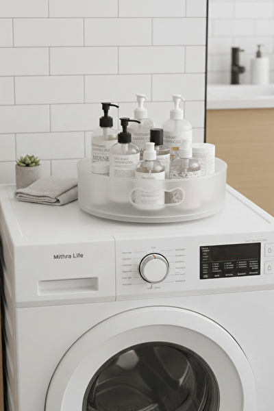 Mithra Life 360 Derece Döner Şeffaf Flu Banyo Mutfak Düzenleyici Organizer Toparlayıcı Tepsi MIT1287