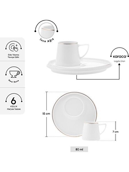 Karaca Hazan 6 Kişilik Kahve Fincan Takımı 80 ML